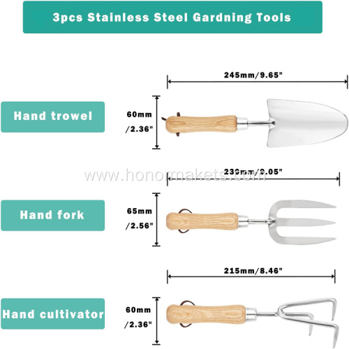 3pcs stainless steel Garden Tool Set heavy duty garden hand tools set Hand rake Hand Fork Trowel agricultural tools